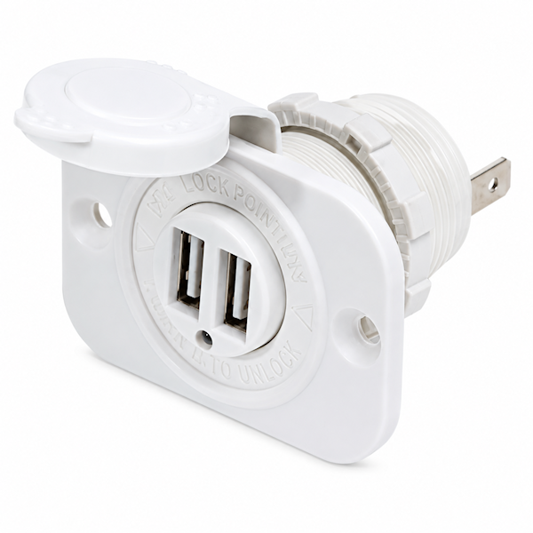 12V DC White Dual USB Charger