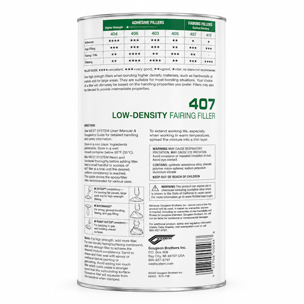 West System 407-15 Low-Density Adhesive Filler 12oz