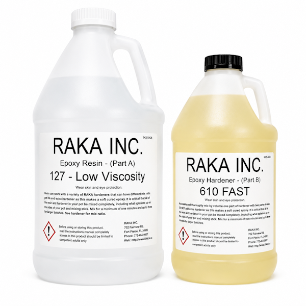 RAKA 127 Laminating Epoxy Resin 6 Quart Kit with 610 Fast Cure Hardener