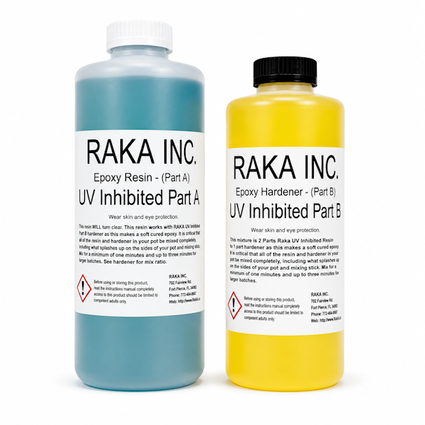 RAKA Crystal Clear UV-Inhibited Epoxy Resin & Hardener 3/4 Quart (24oz)