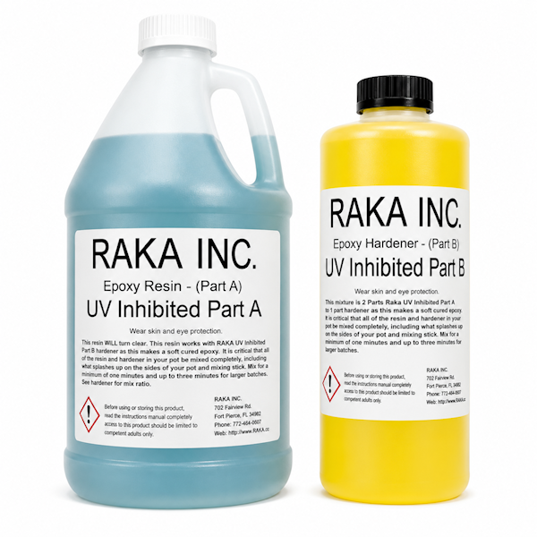 RAKA Crystal Clear UV-Inhibited Epoxy Resin & Hardener 3 Quart (96oz)