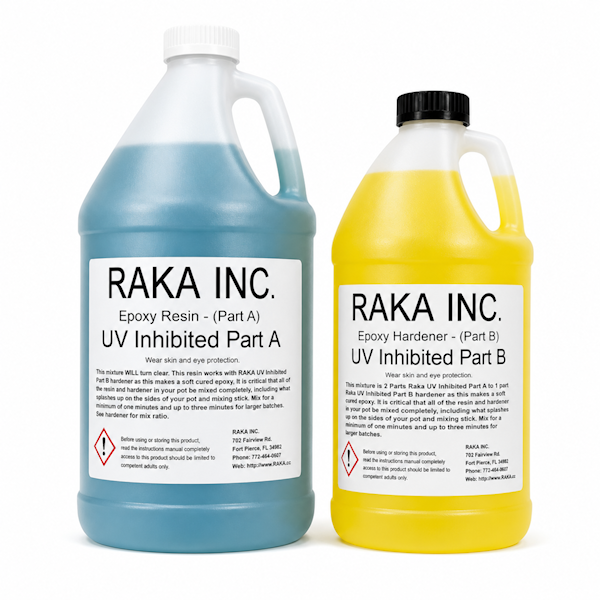 RAKA Crystal Clear UV-Inhibited Epoxy Resin & Hardener 6 Quart (192oz)