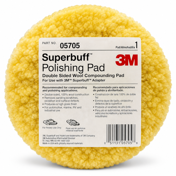 3M Superbuff 05705 8" Double-Sided Wool Polishing & Compounding Pad