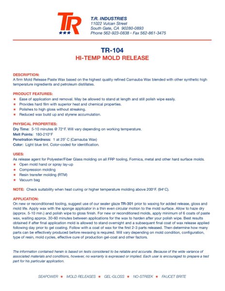 TR 104 High Temperature Paste Wax